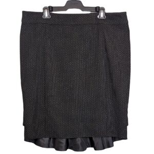 Vintage Y2K Rickis Black Textured Pencil Skirt Womens Size 16 Ruffle Hem Office